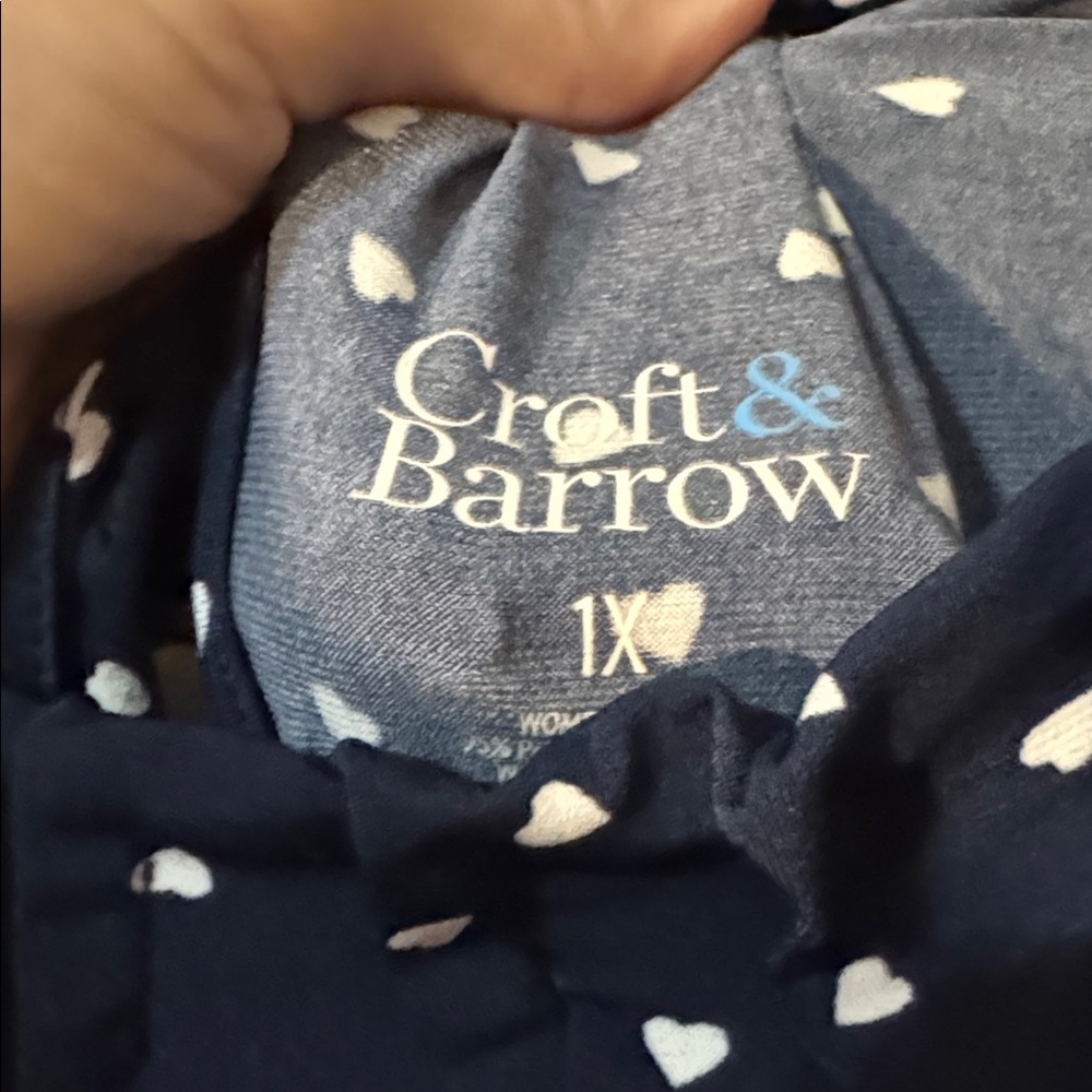 croft & barrow Navy Sleeveless Heart-Print Camisole Top 1X - Picture 2 of 10